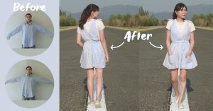 รีเมคเสื้อเชิ้ตเป็นมินิเดรสกระโปรงผูกไหล่